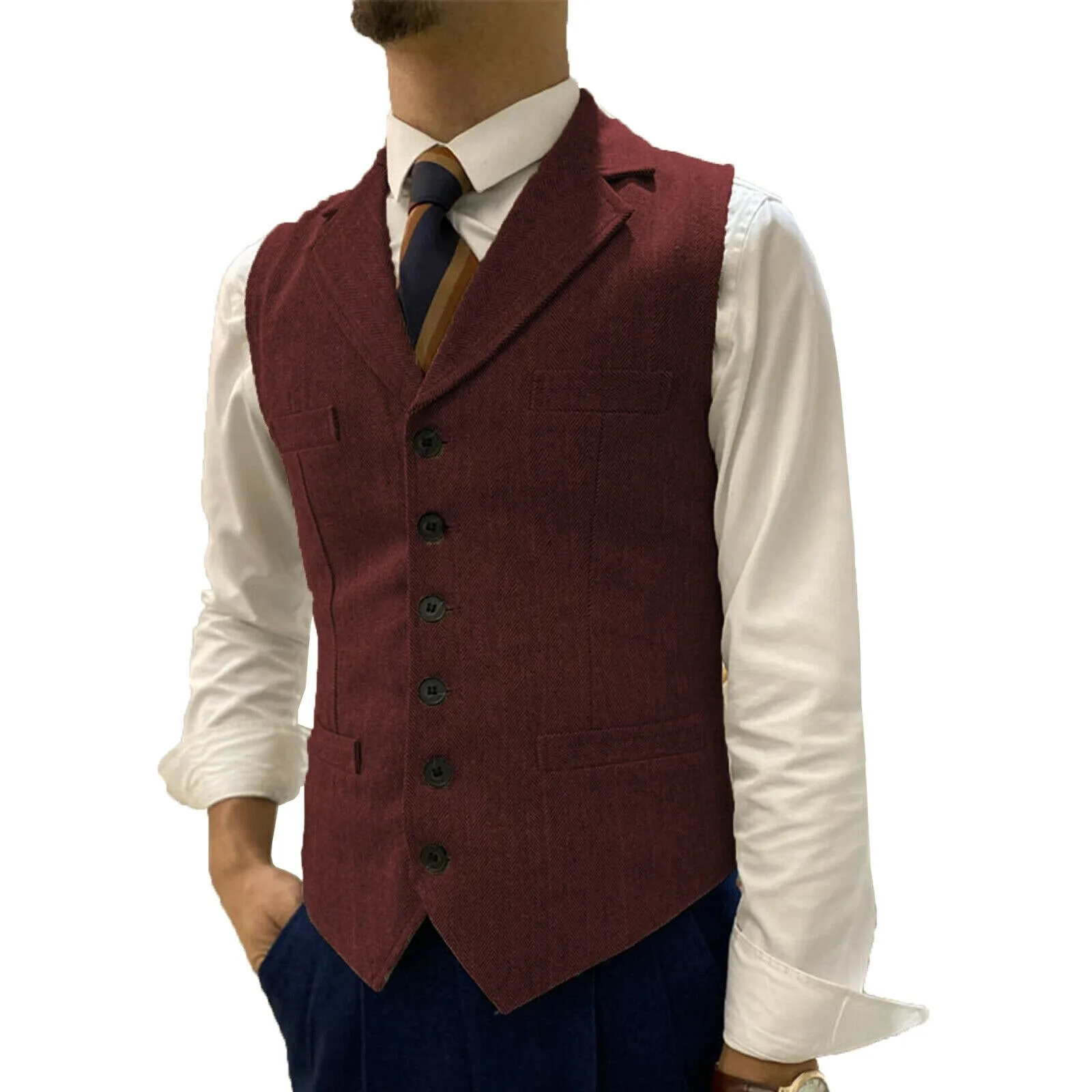 Aidase Men's Suit Vest Retro Slim Jacket Sleeveless Steampunk Tuxedo Waistcoat Lapel