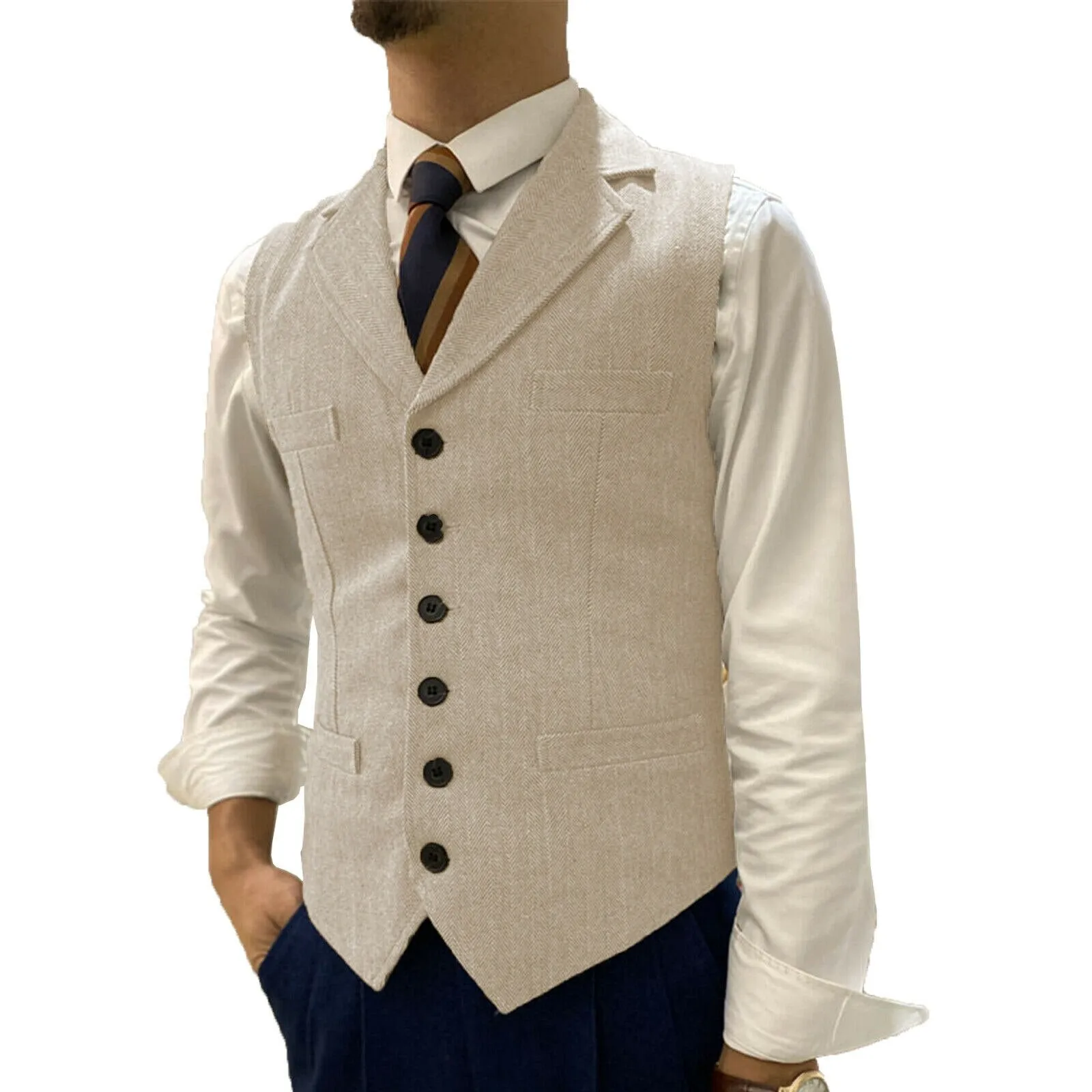 Aidase Men's Suit Vest Retro Slim Jacket Sleeveless Steampunk Tuxedo Waistcoat Lapel