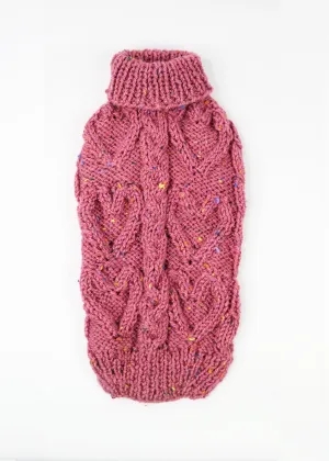 ARAN HEART SWEATER | PINK SPRINKLE TWEED