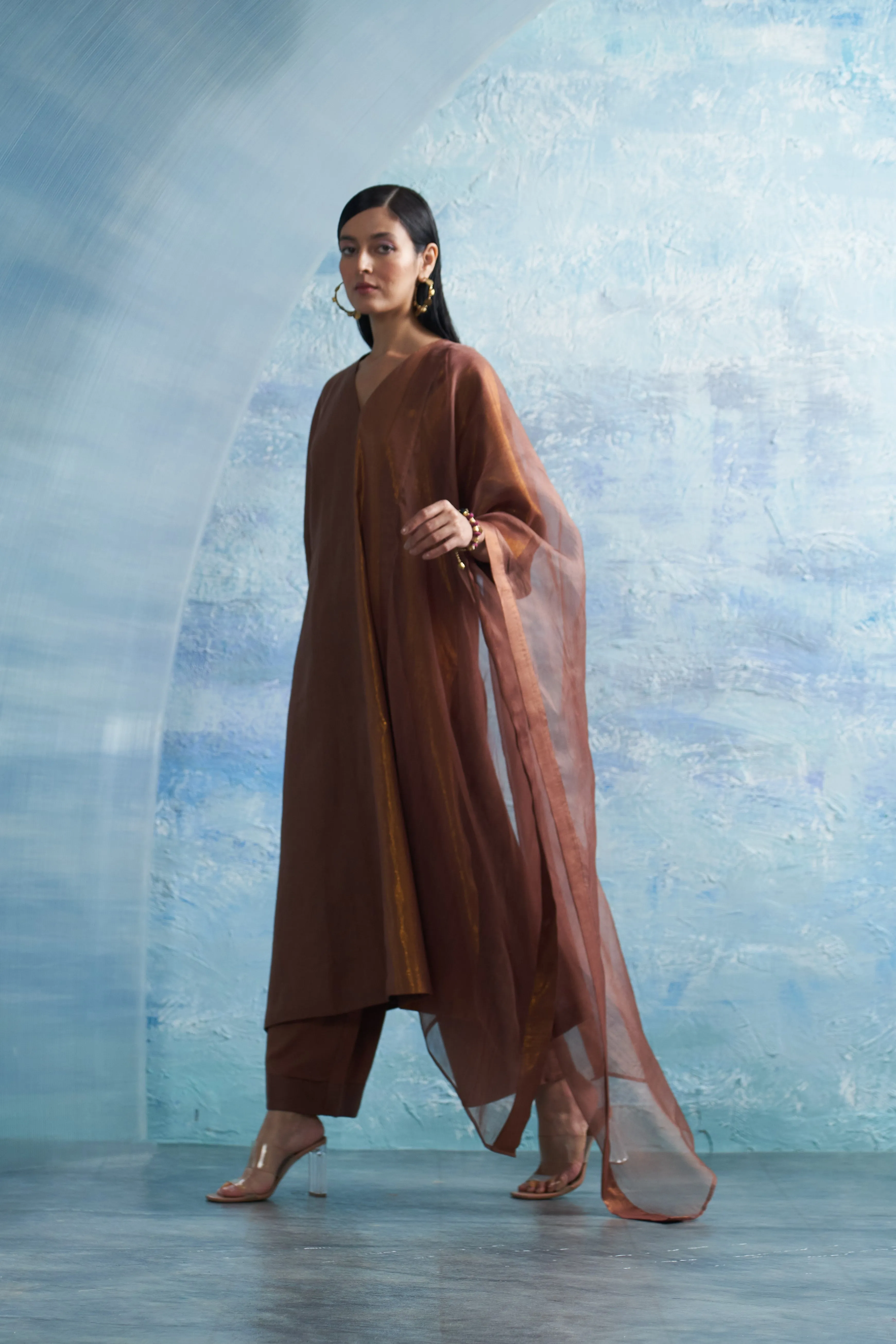 Aura Woody Brown Kurta Set