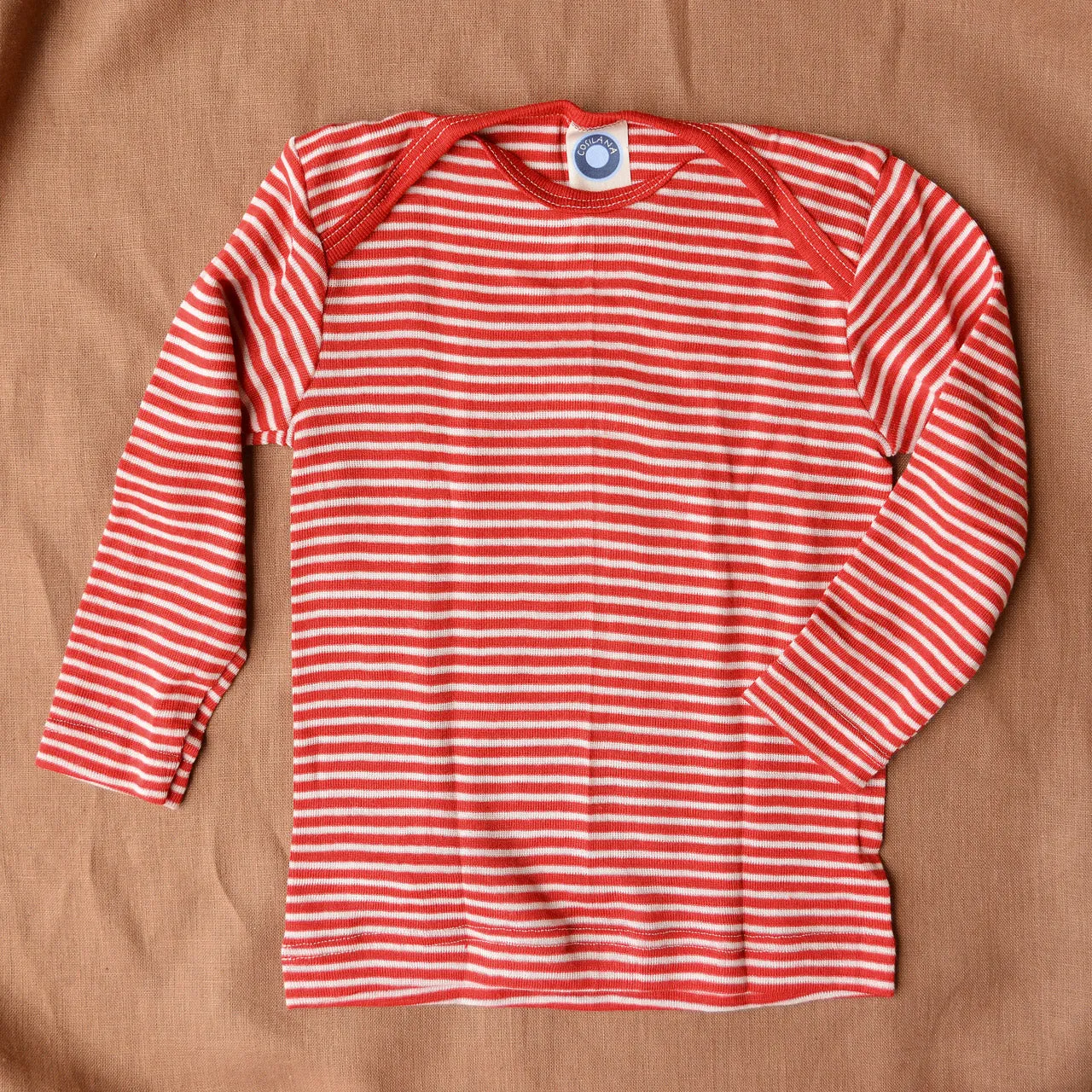 Baby Top Long Sleeve - Organic Wool/Silk - Stripes (0-3y)