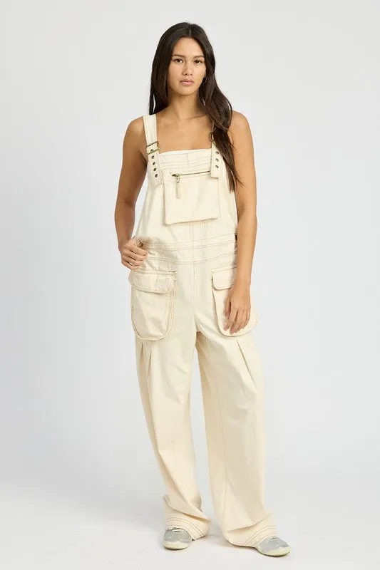 Baggy Cargo Overalls with Pockets New Women's Fashion 100% cotton jumpsuit KESLEY