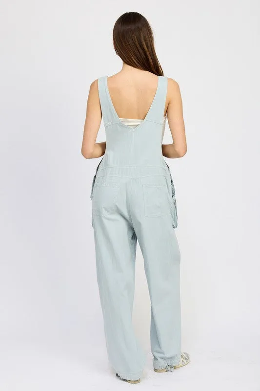 Baggy Cargo Overalls with Pockets New Women's Fashion 100% cotton jumpsuit KESLEY