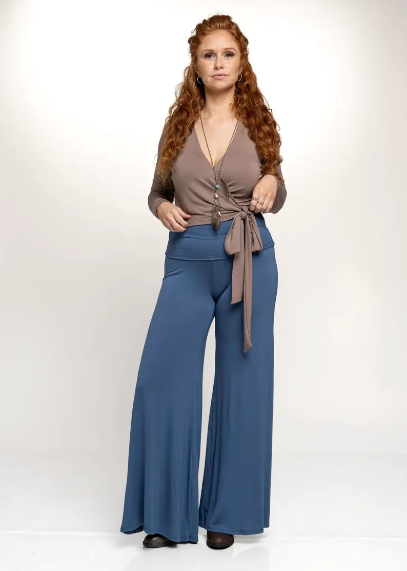 Bamboo Loose Fit Wide Flare Leg Palazzo Pants