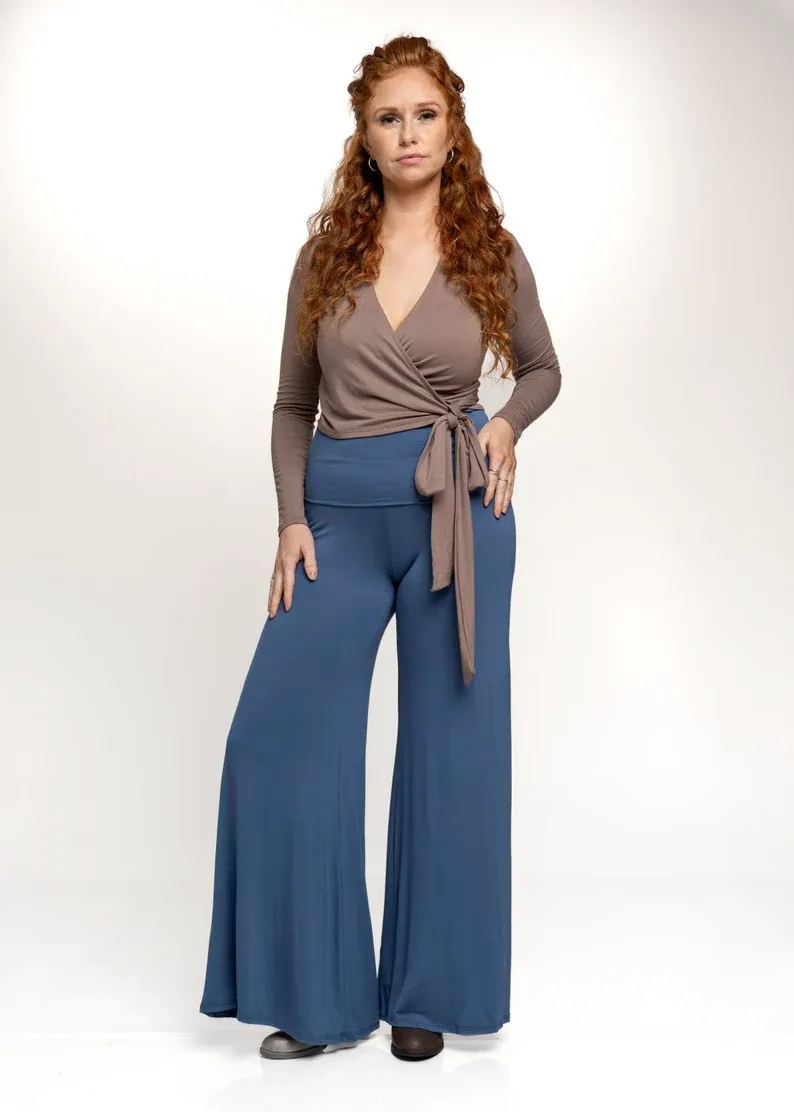 Bamboo Loose Fit Wide Flare Leg Palazzo Pants