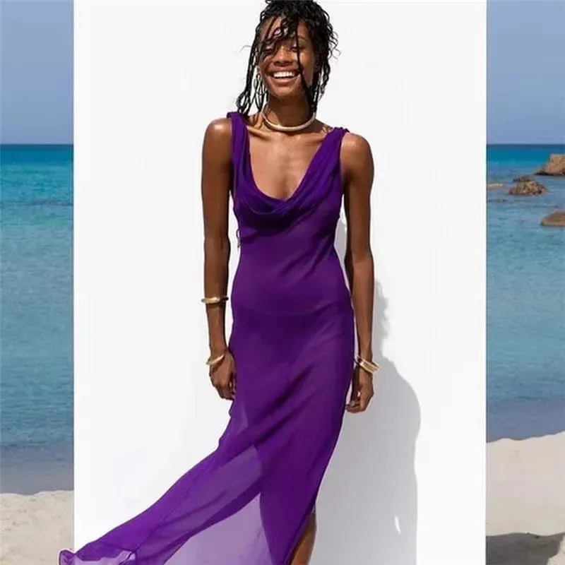 Beachwear Mesh Maxi Dress for Holidays