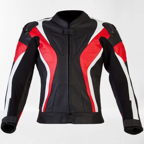 Bespoke Black and Red Leather Biker Jacket, Motorcycle Brando Leather Jackets