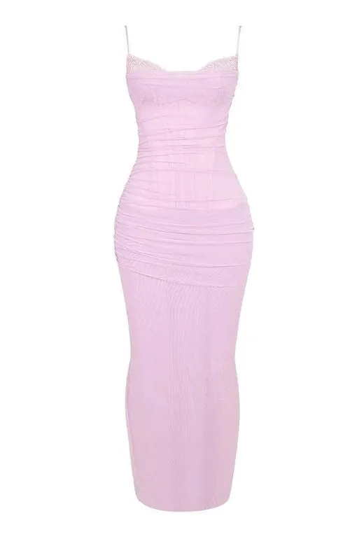 Brianna Bodycon Wrap Maxi Dress - Dusty Pink