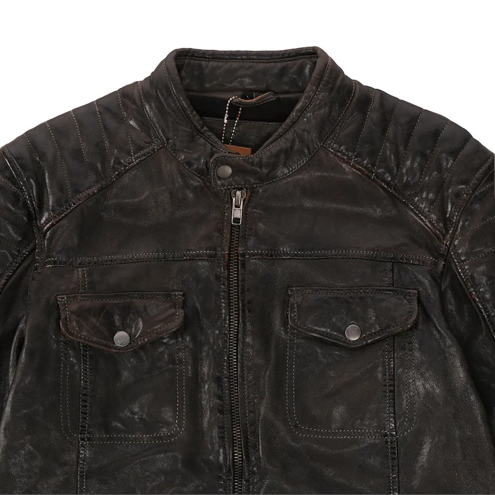 Brown Vintage Biker Leather Jacket