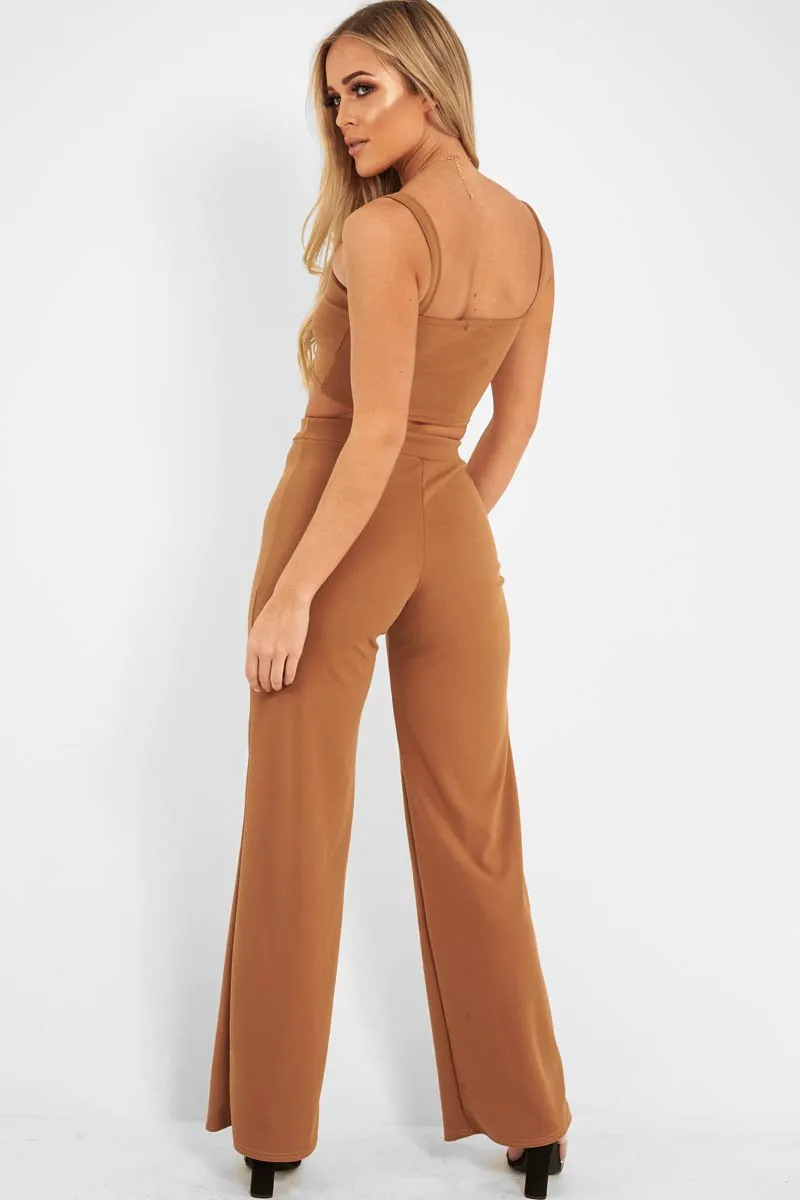 Camel Crop Top and Trousers Co-ord Set - Kimmy