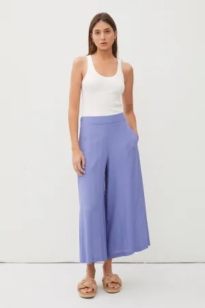 Cobalt Flowy Pull On Wide Leg Capri Dress Pants