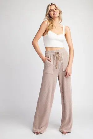 Coco Textured Drawstring Straight Leg Pants