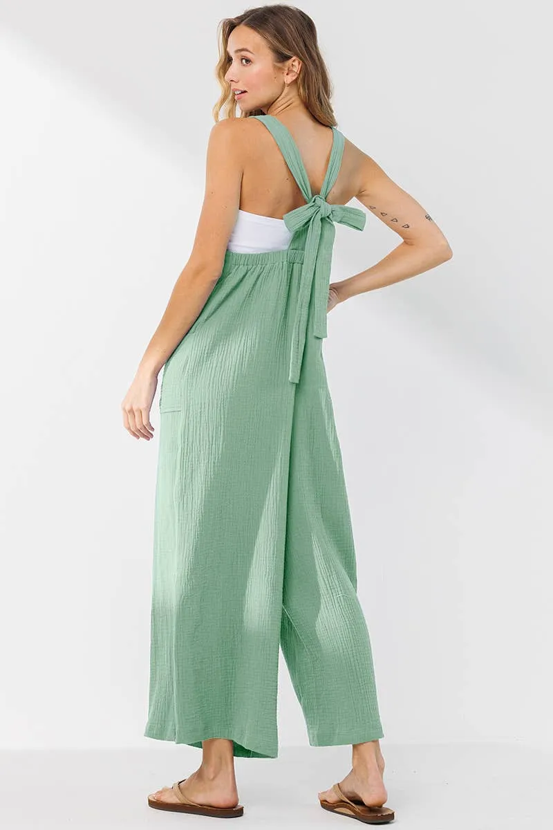 Cotton Gauze Solid Wide leg Jumpsuit