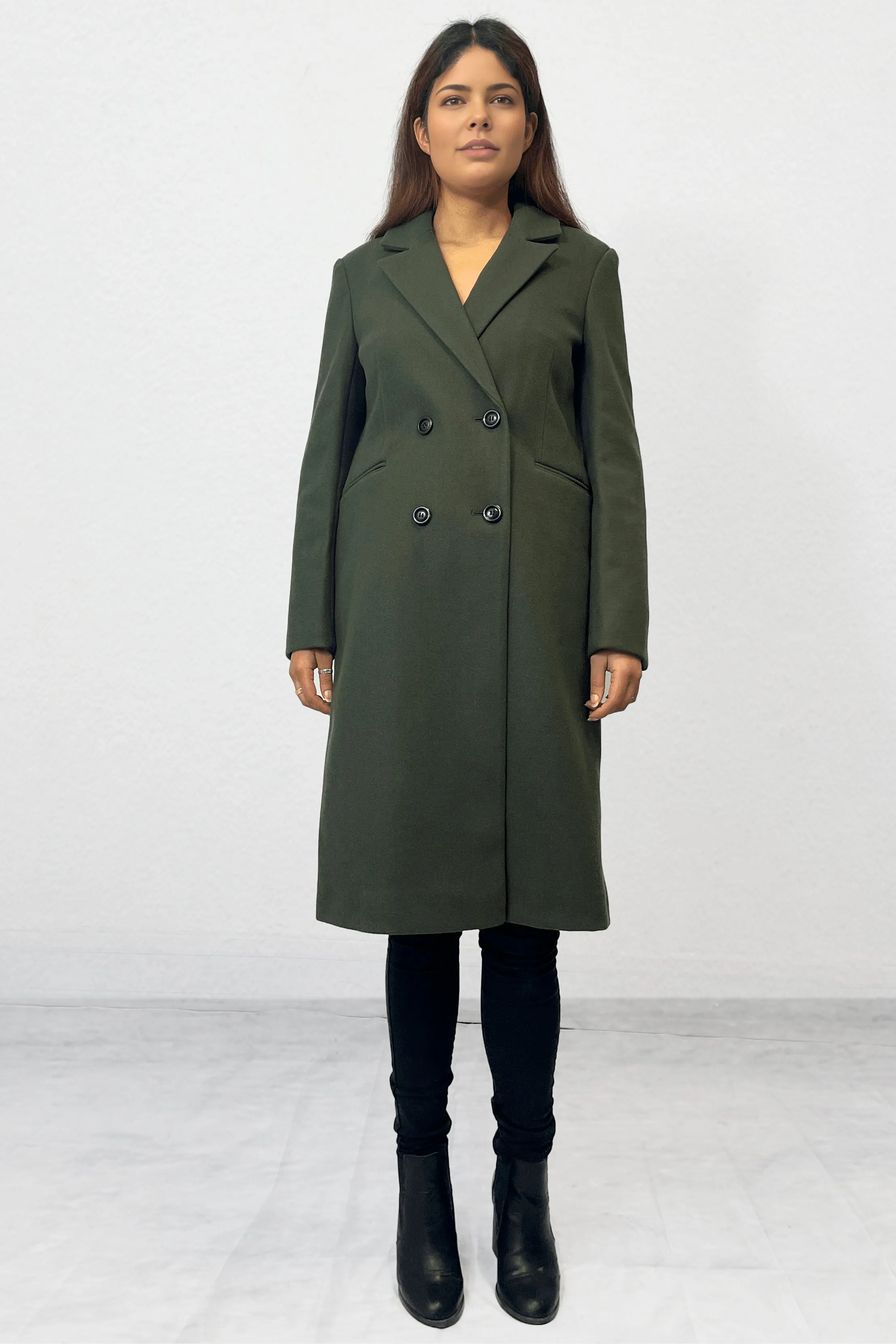 Double Breasted Smart Coat GREEN