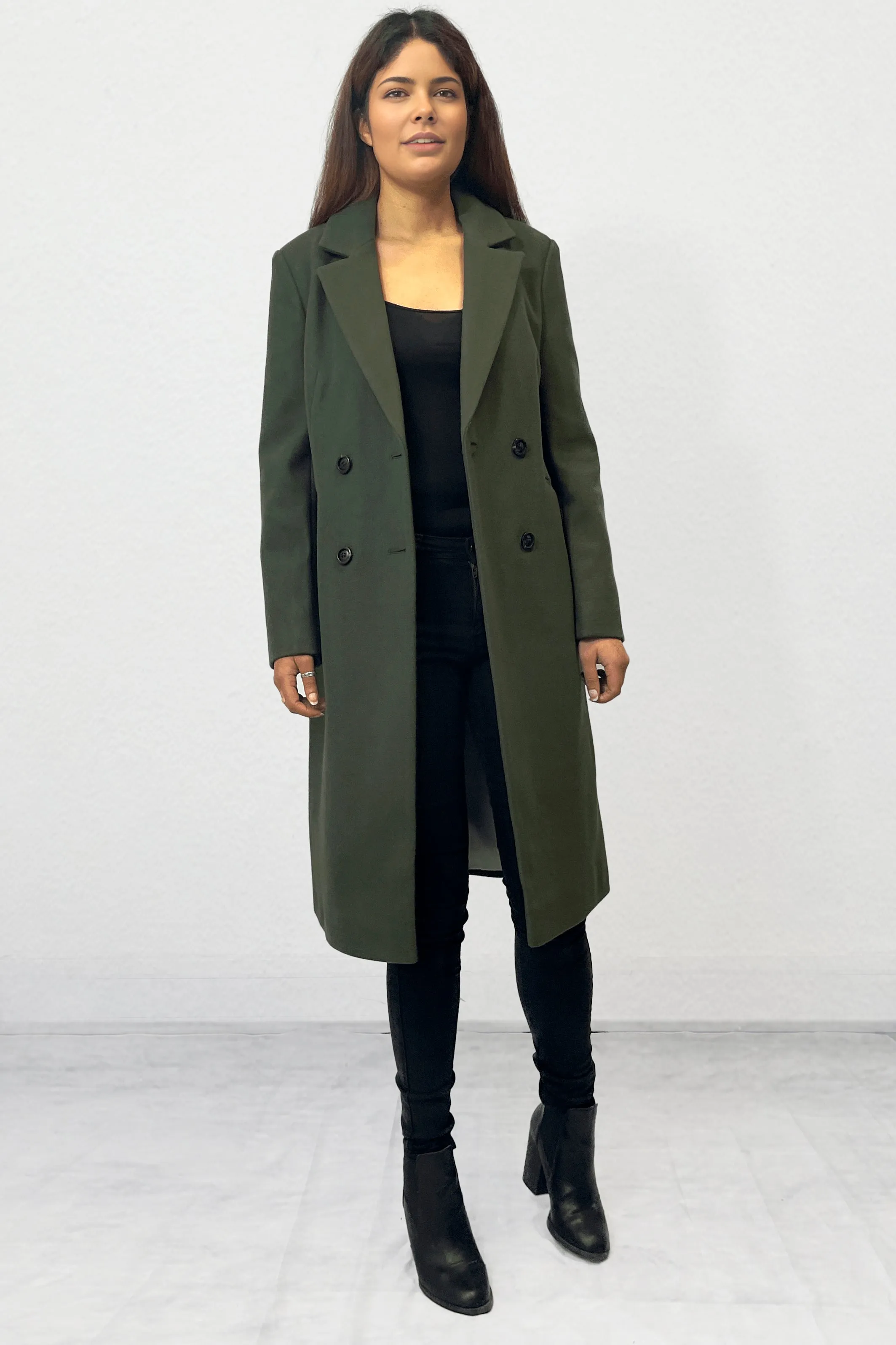 Double Breasted Smart Coat GREEN