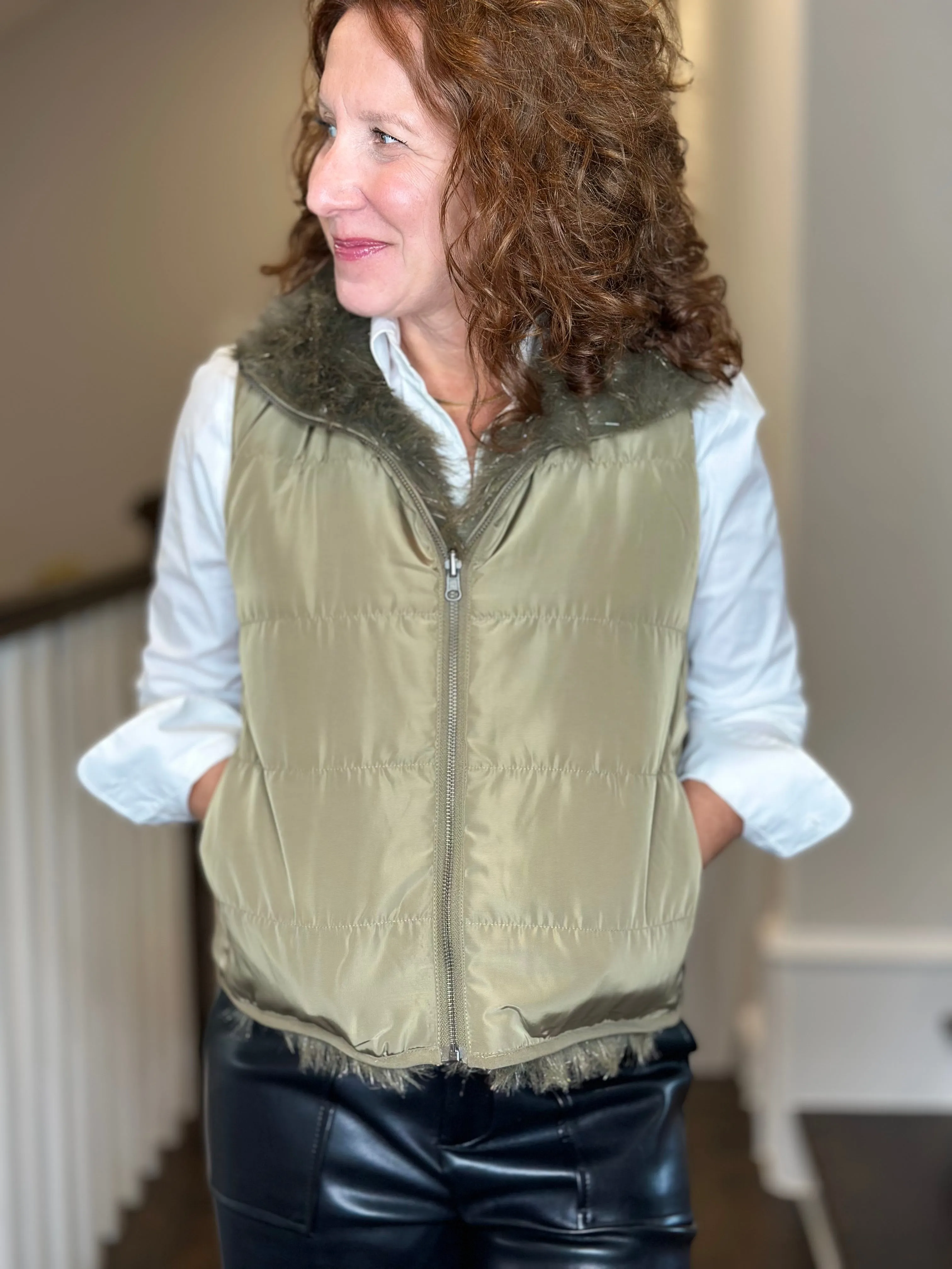 Dylan Reversible Vest in Olive