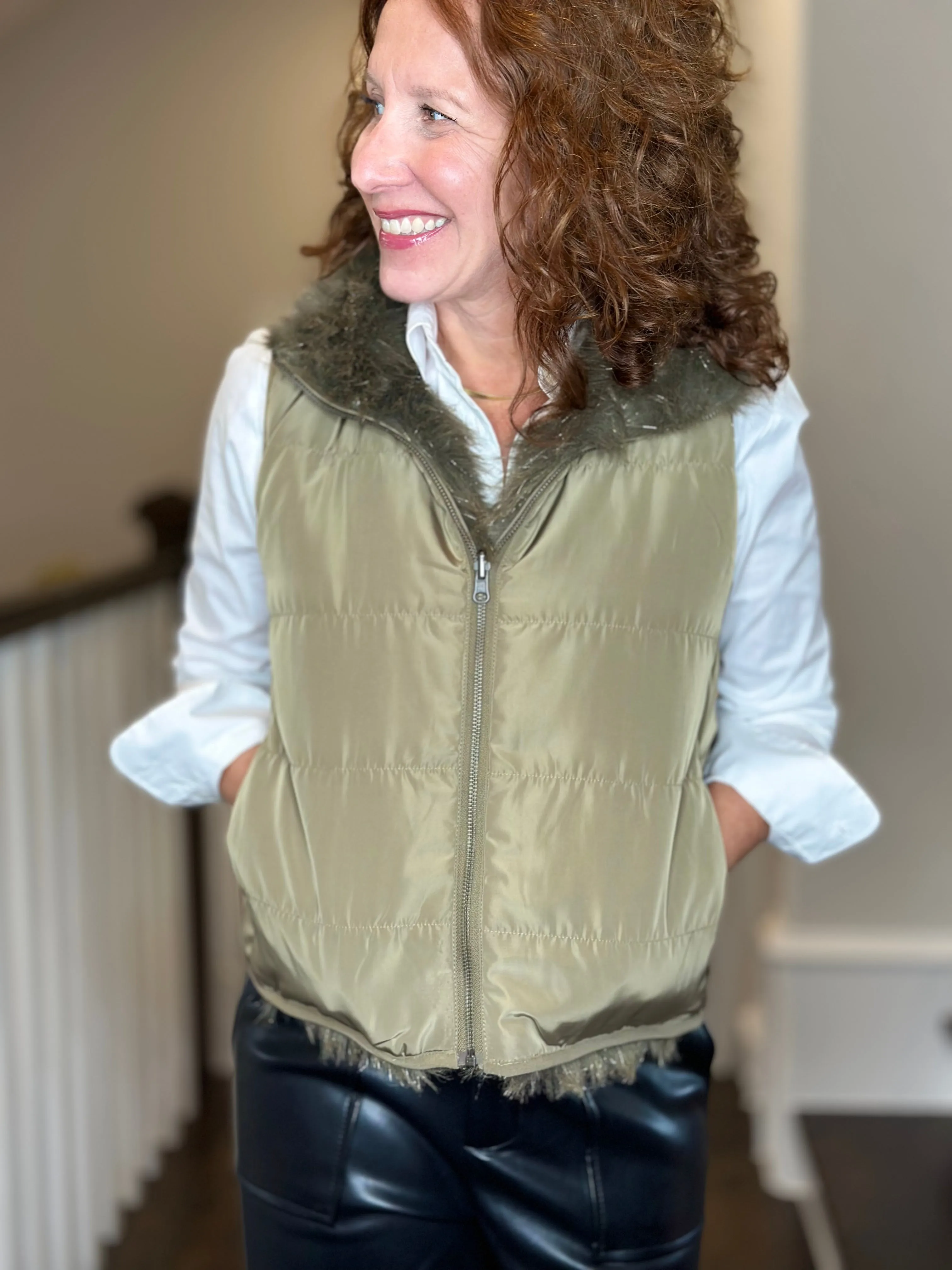 Dylan Reversible Vest in Olive