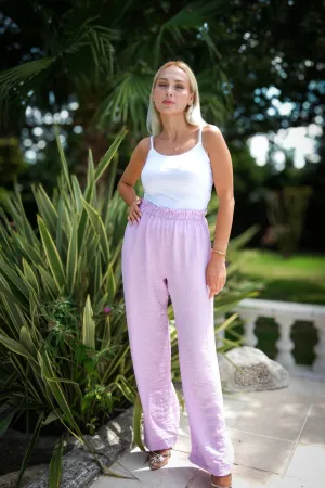 Elastic Waist Trousers Lilac