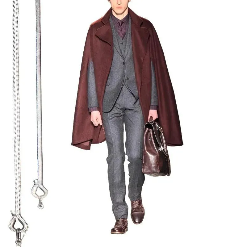 Elegant Casual Mid-length Cloak for Men