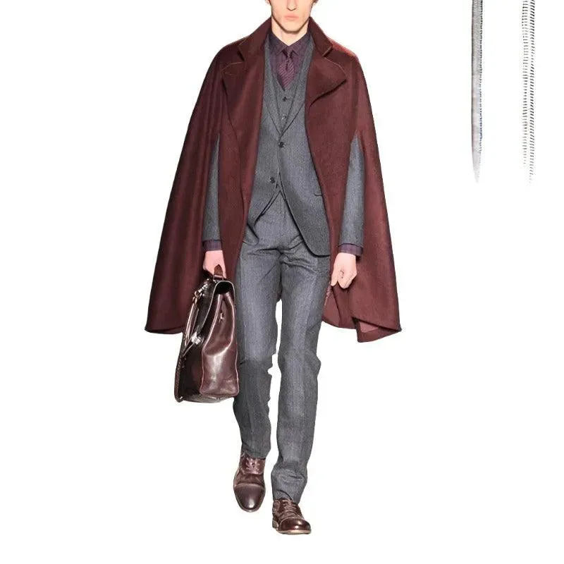 Elegant Casual Mid-length Cloak for Men