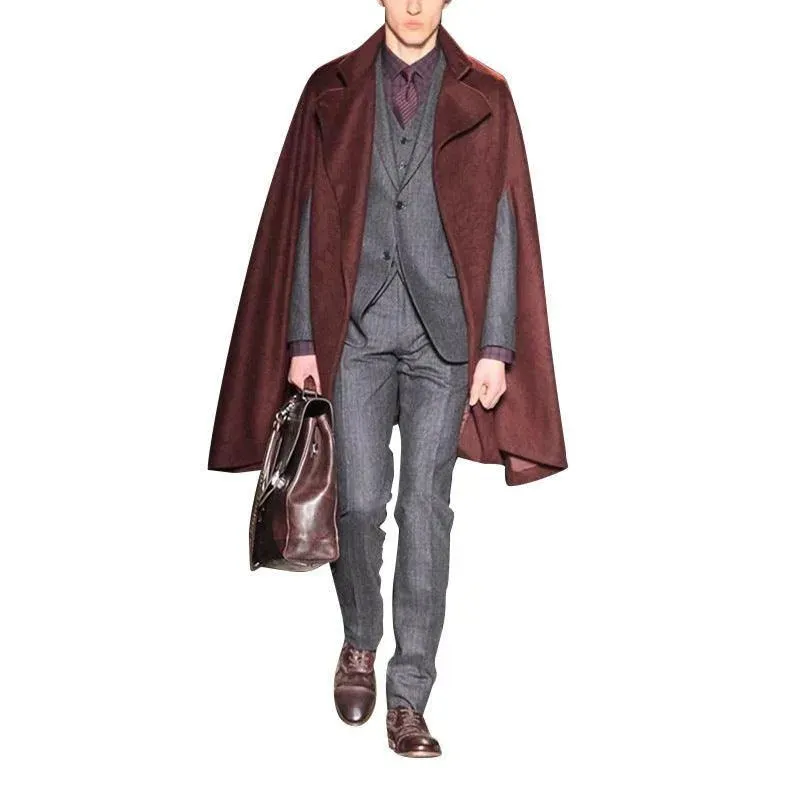 Elegant Casual Mid-length Cloak for Men