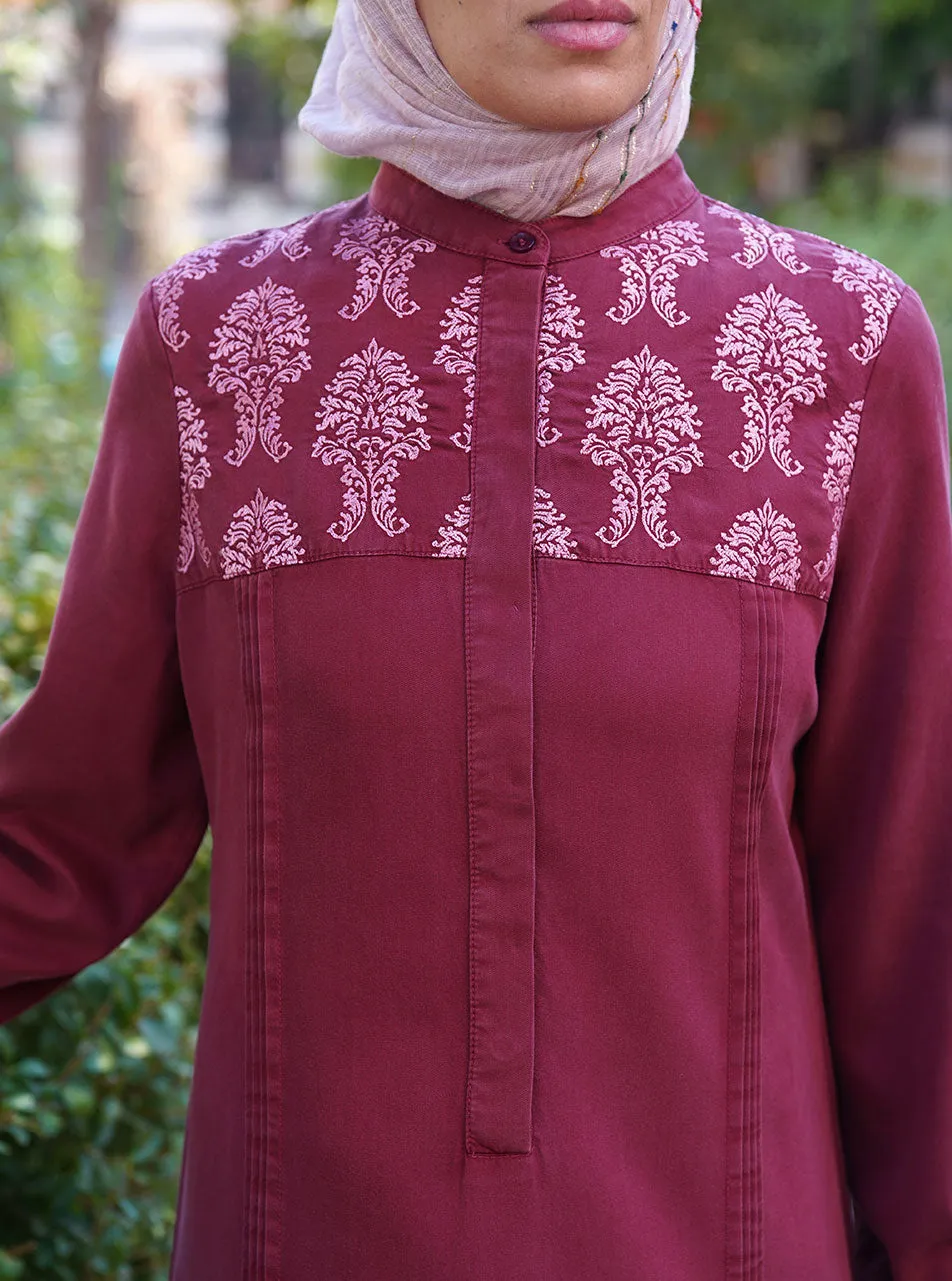 Embroidered Tunic with Pleats