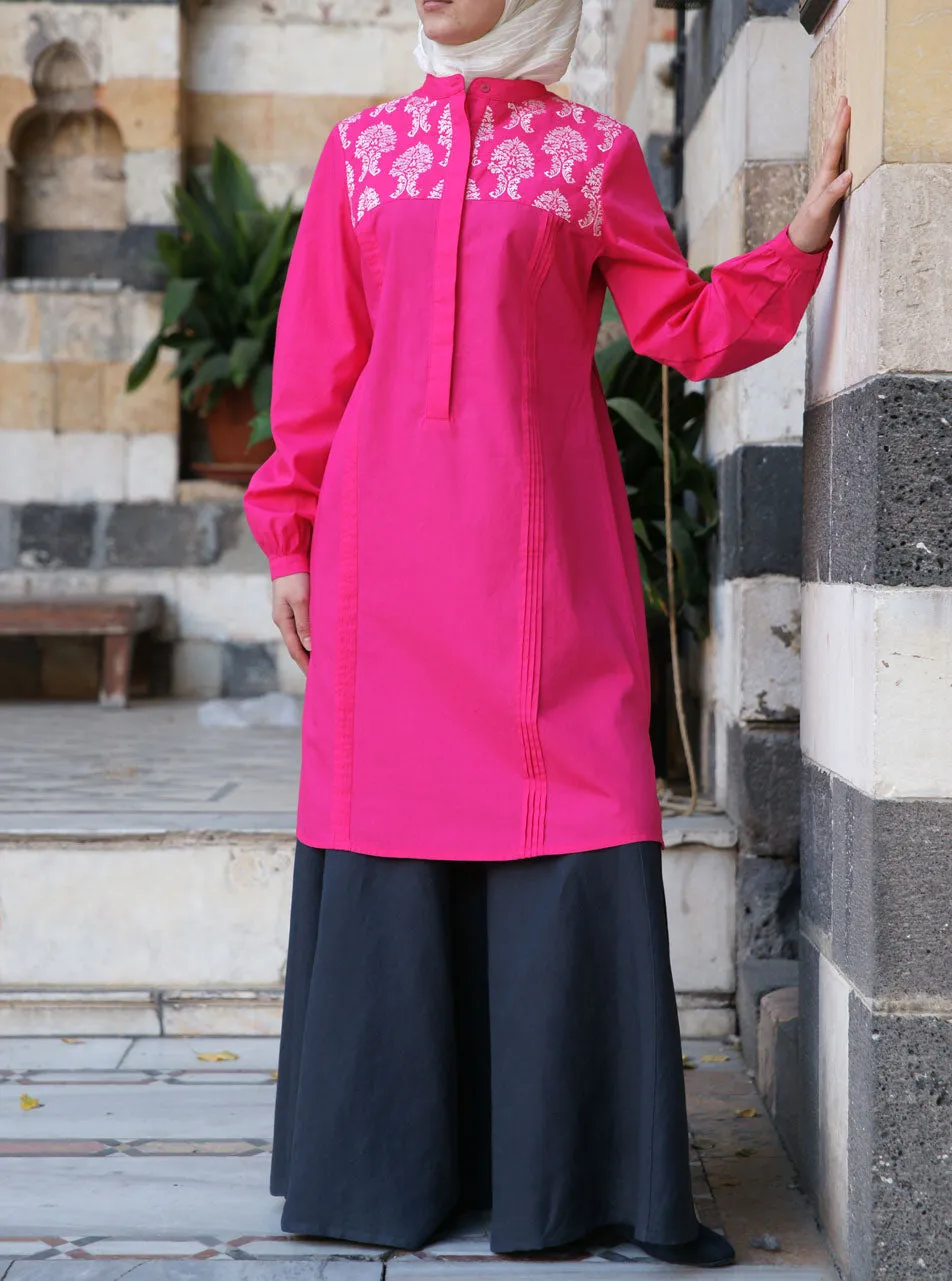 Embroidered Tunic with Pleats