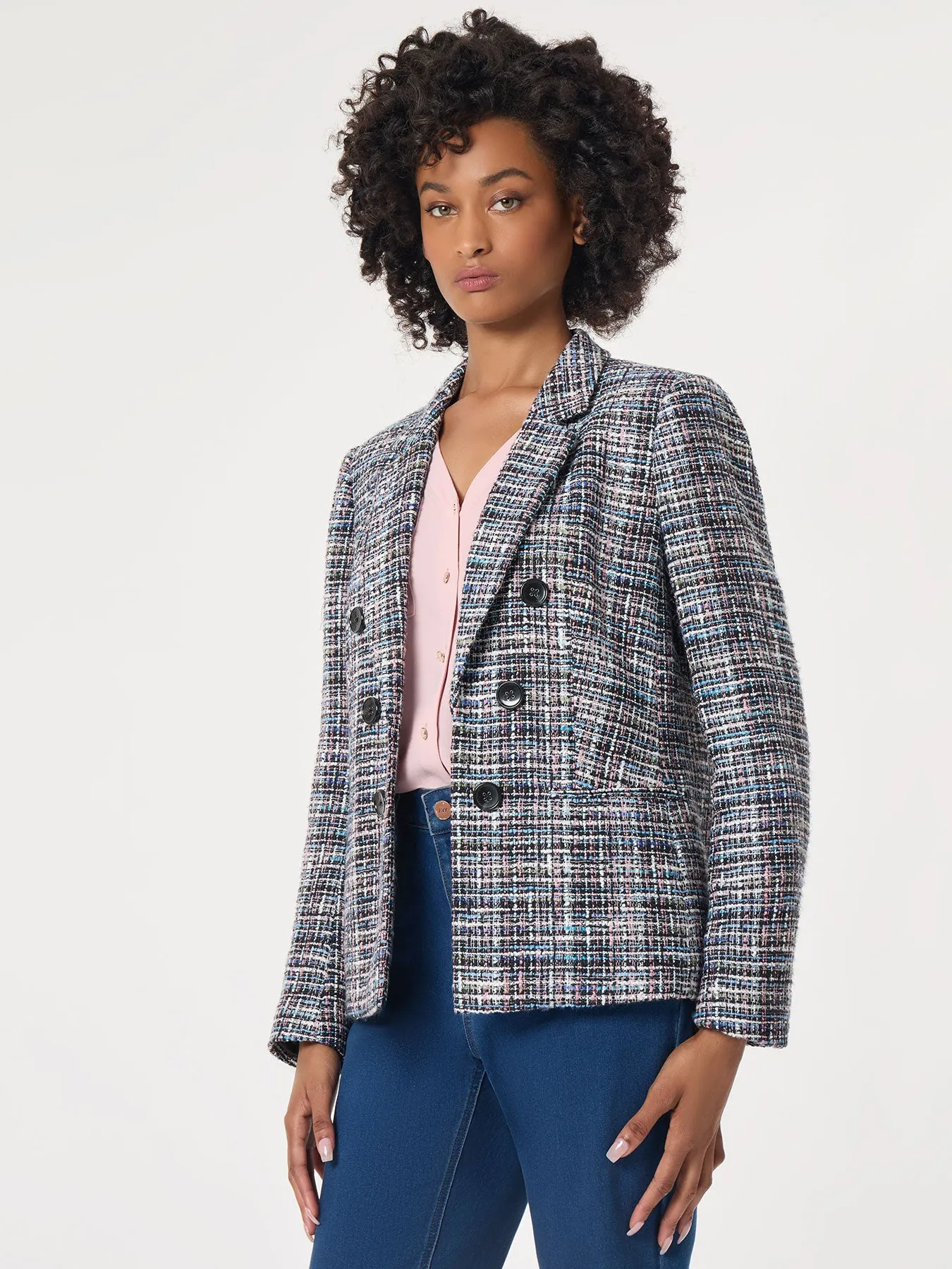 Faux Double Breasted Tweed Jacket