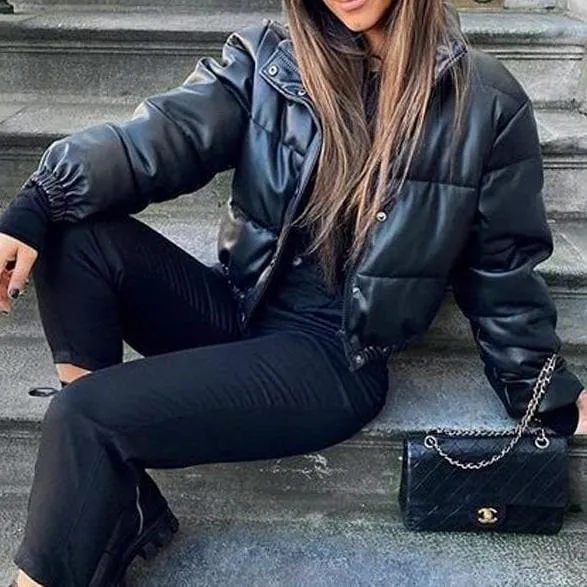 Faux Leather Padded Jacket