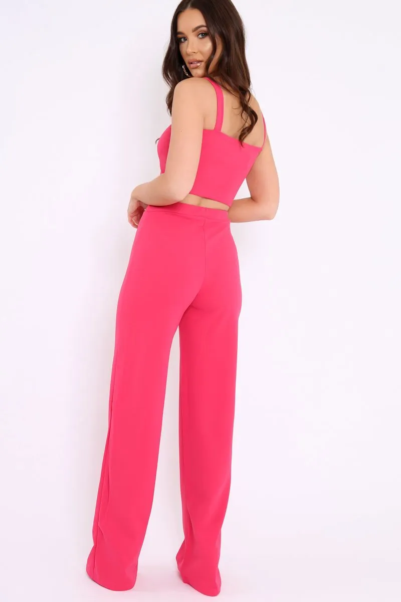 Fuchsia Crop Top and Trousers Co-ord Set - Kimmy