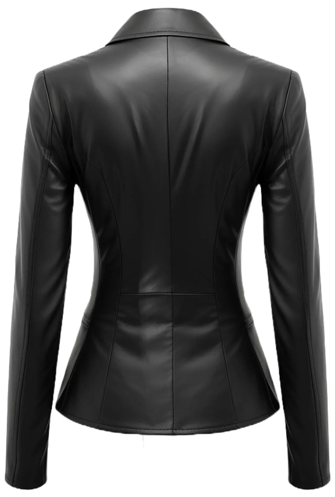 Gillian Black Leather Women Coat Blazer