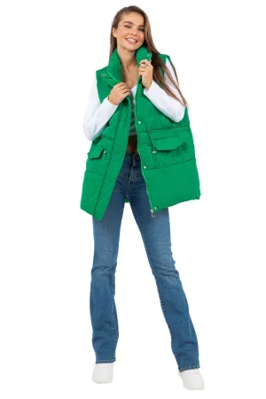 Green Long Line Puffer Vest