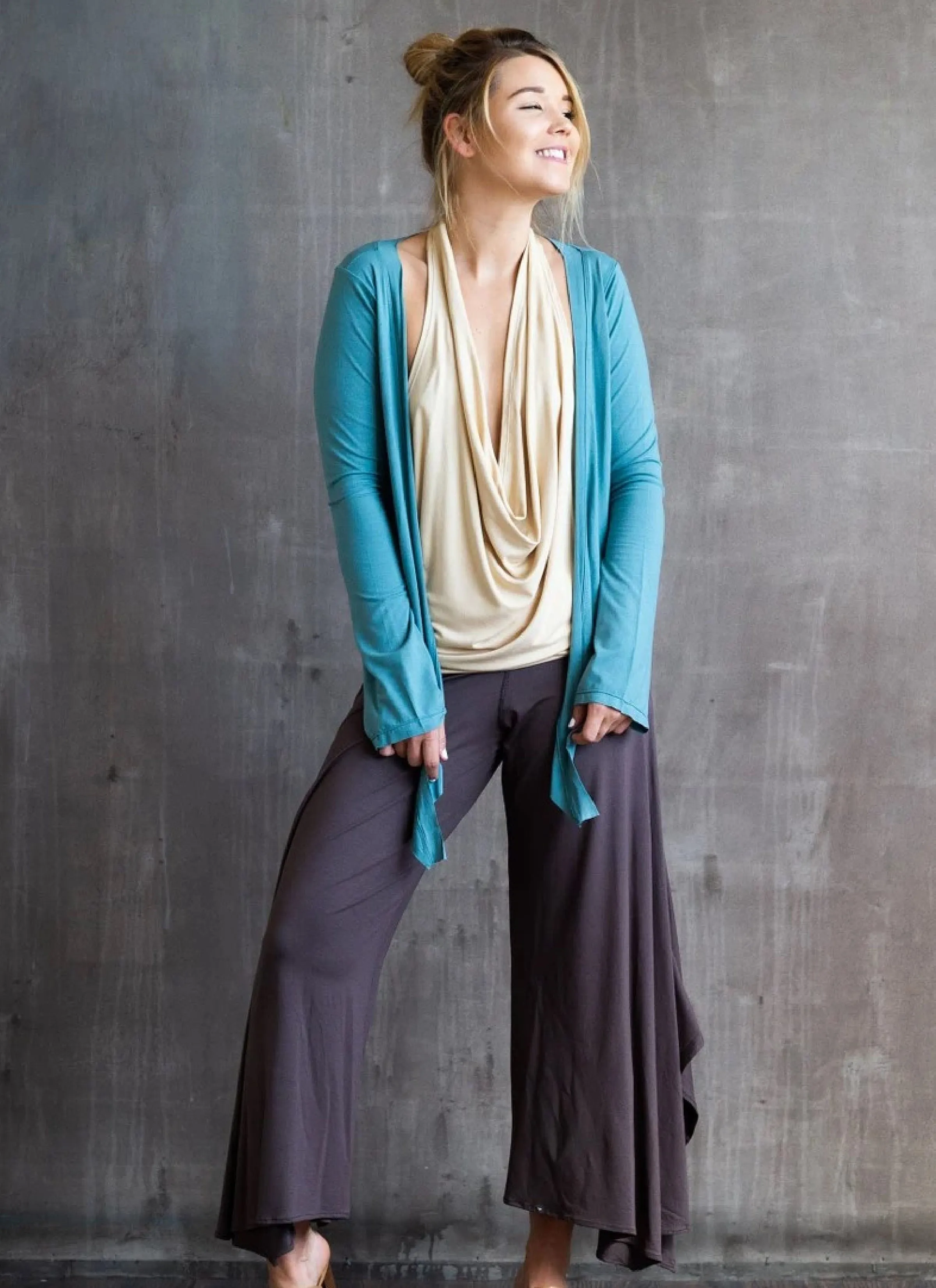 High Waist Wide Leg Gaucho Pants in Mocha