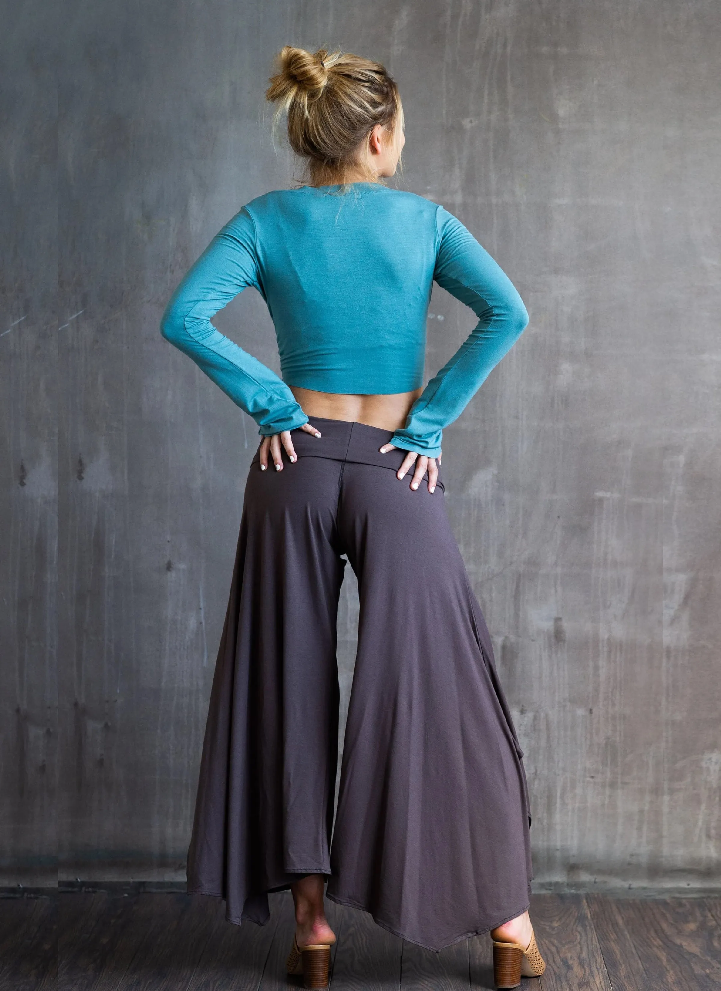 High Waist Wide Leg Gaucho Pants in Mocha