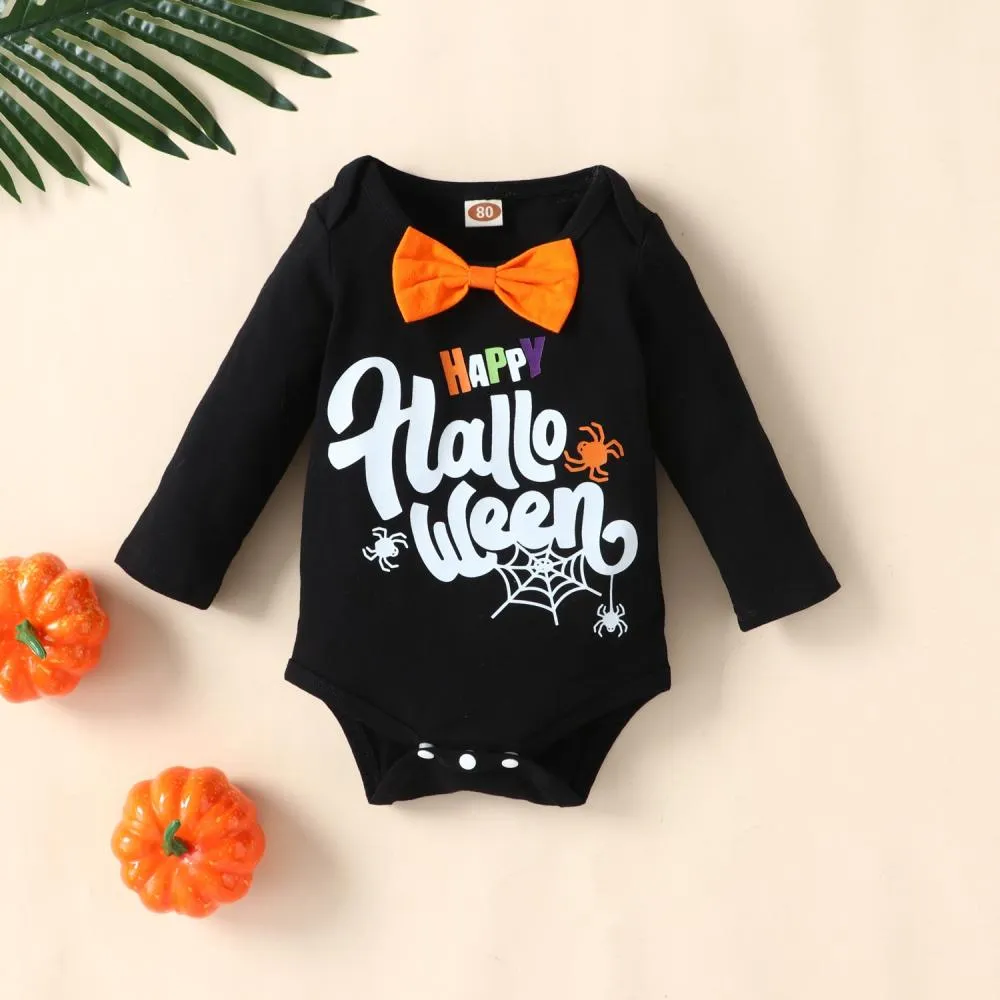 Infant and Toddler Winter Long Sleeve Halloween Suspenders Three Piece Set Wholesale Baby Clothes