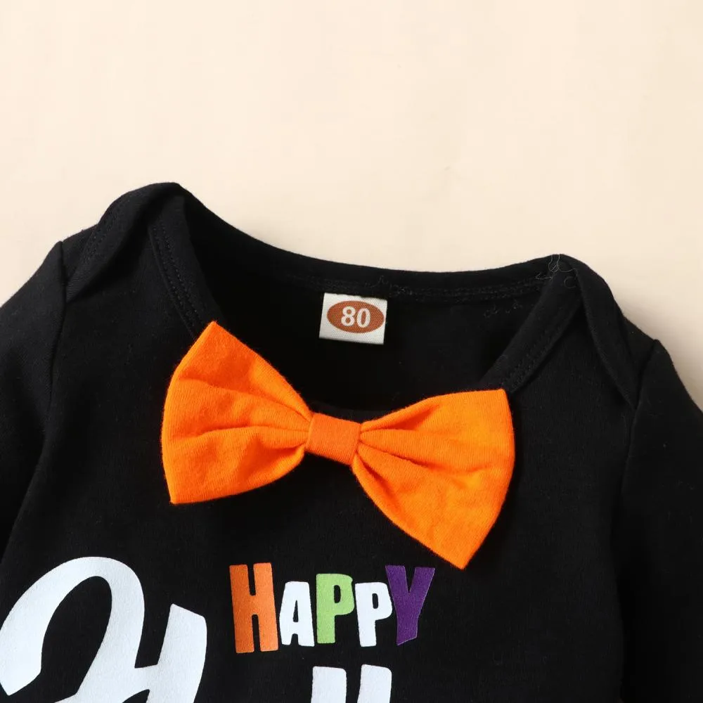 Infant and Toddler Winter Long Sleeve Halloween Suspenders Three Piece Set Wholesale Baby Clothes