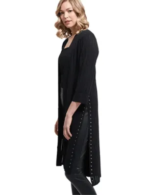 Joseph Ribkoff T Black Long Ribbed Studded Cardigan 222929 11