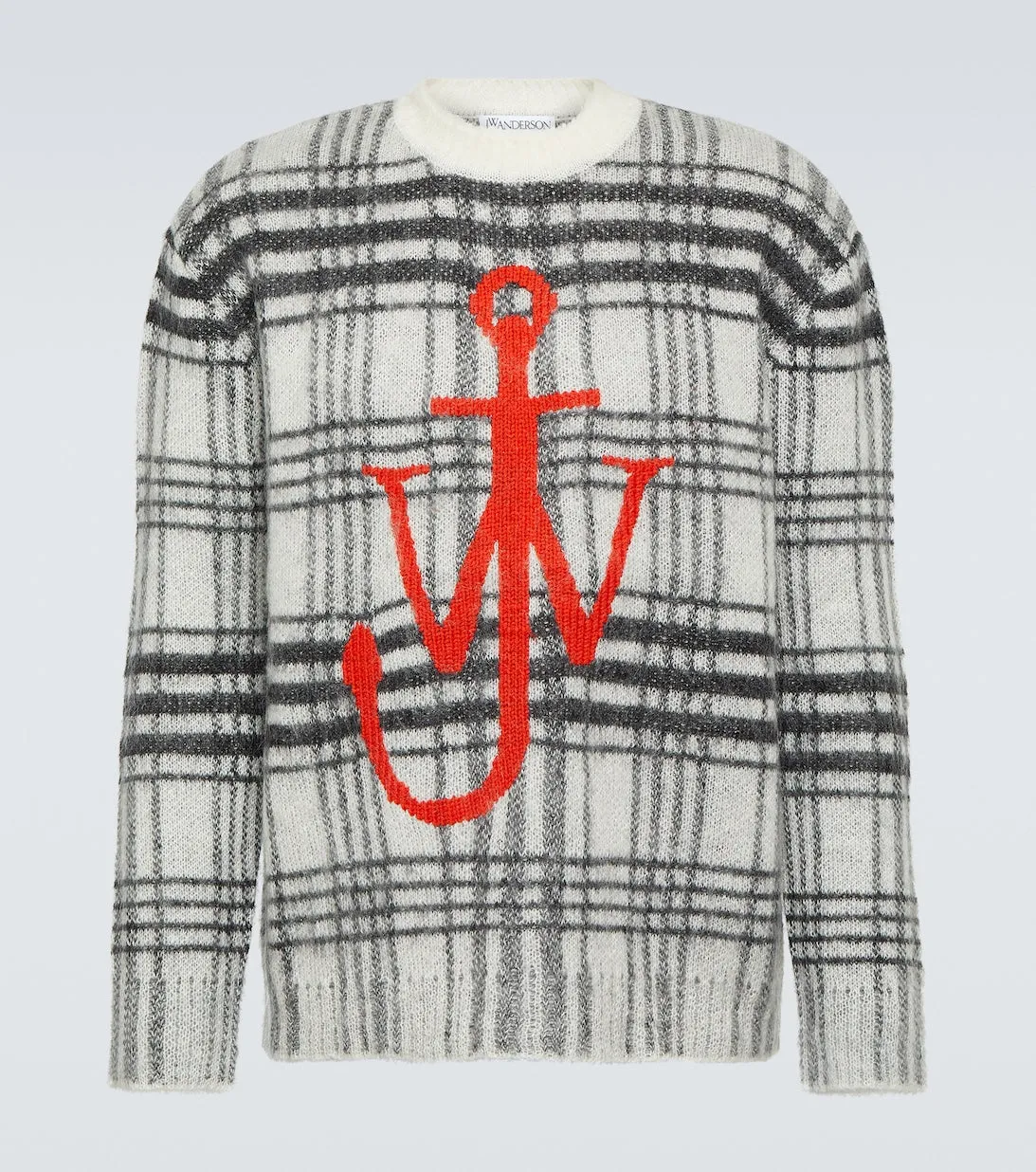 JW Anderson Logo Plaid Sweater, Black