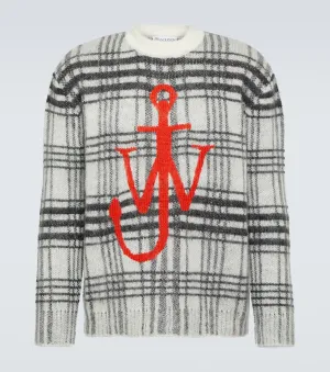 JW Anderson Logo Plaid Sweater, Black