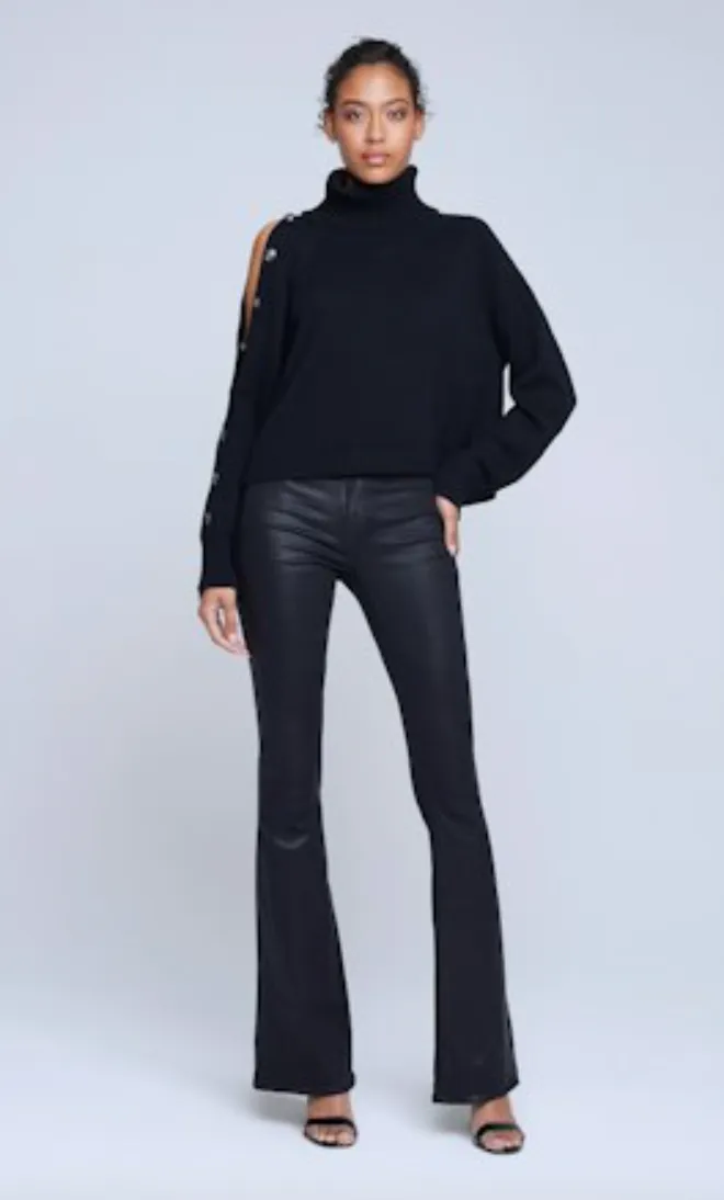 L'Agence Kenny Cold Shoulder Turtle Neck Sweater Black