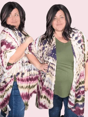 Logan Tiedye Kimono in Berry Green Blend