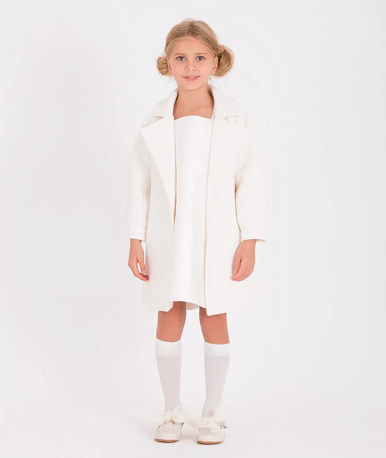 Mama Luma Girls Long Coat in White