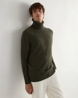 Men's Brompton Roll Neck Cashmere Jumper Moss Green