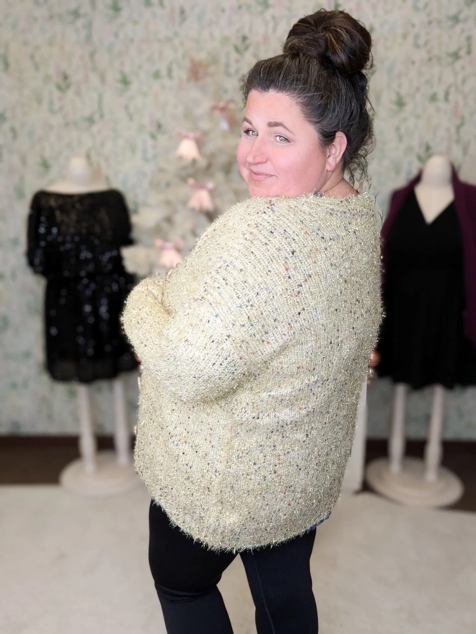 Morgan Confetti Grandpa Cardigan w/Gold Tinsel