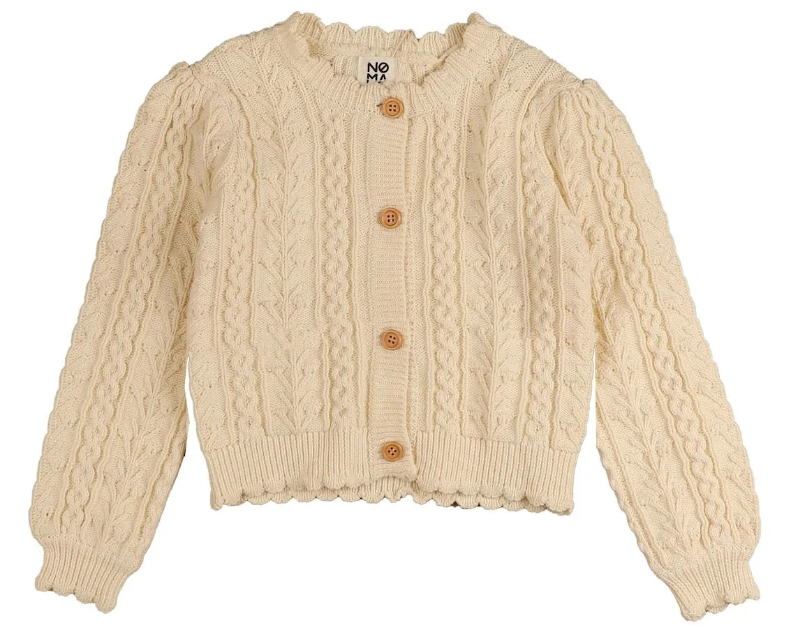 Noma Ivory Chunky Cropped Girls Cardigan