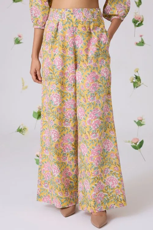 Okhai "Orchard" Handblock Printed Pure Cotton High-Waisted Pants