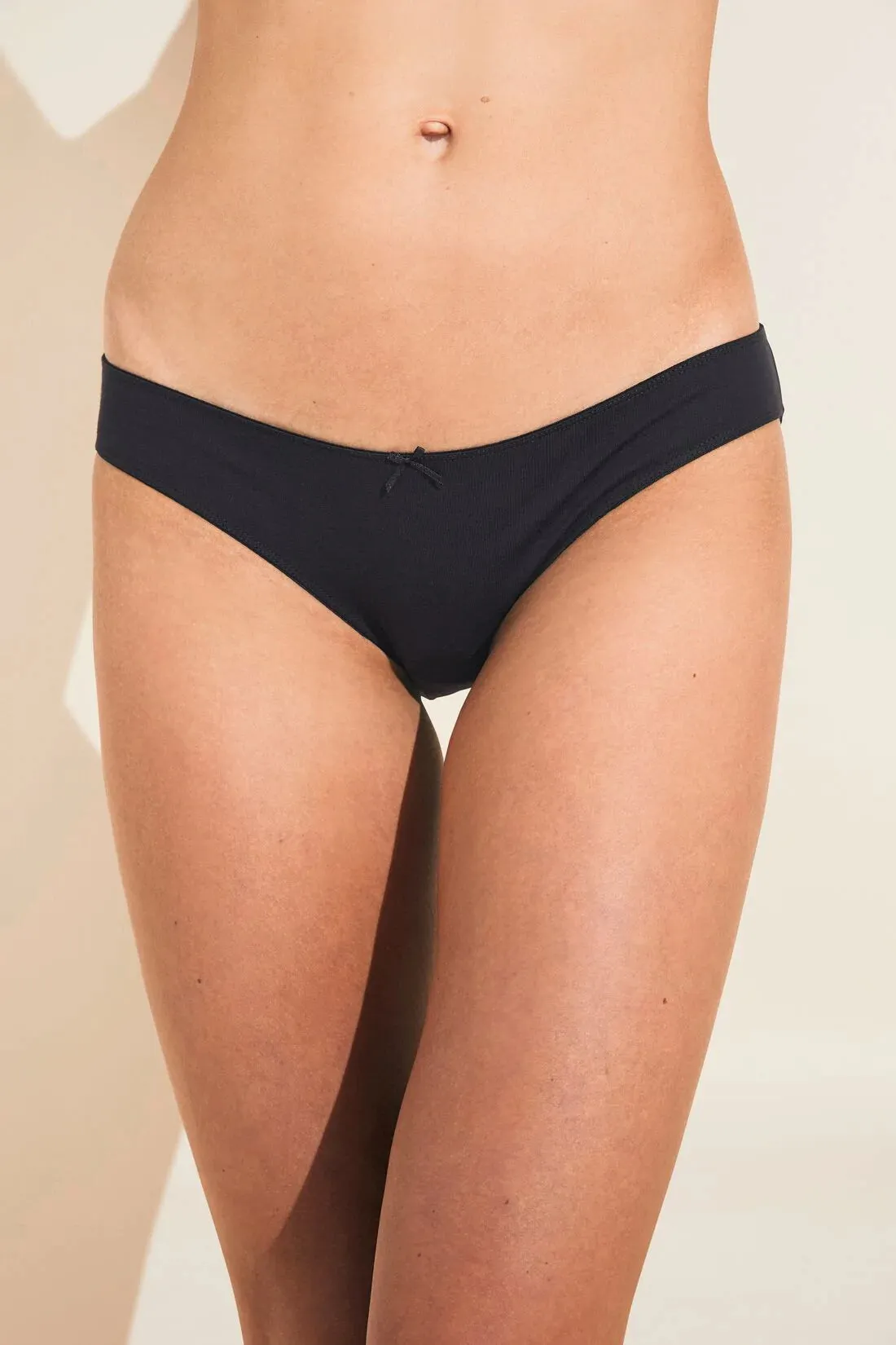 Pima Stretch Cotton Bikini in Black