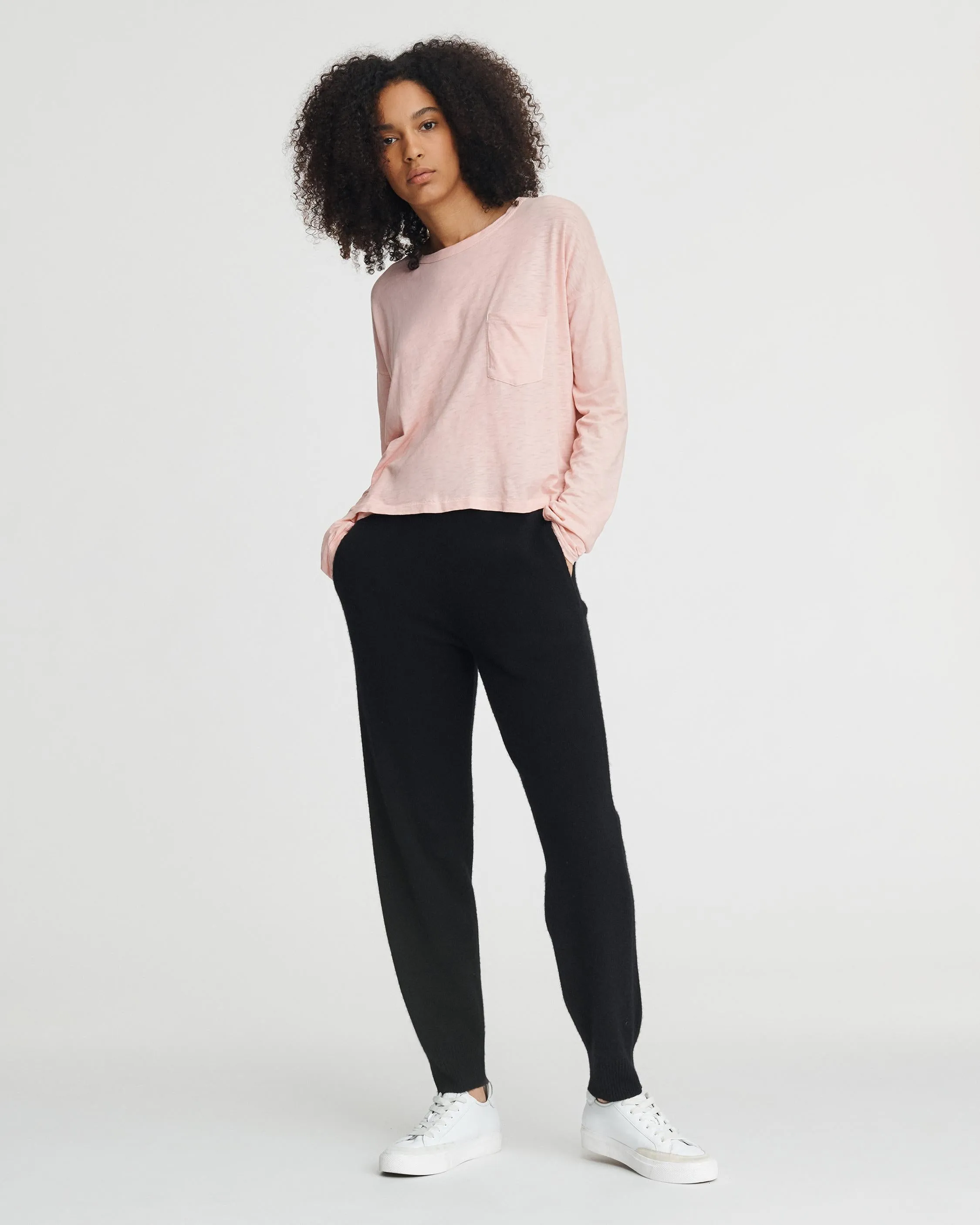 Rag & Bone - The Cropped Longsleeve Tee Pink Rose