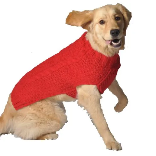 Red Cable Dog Sweater