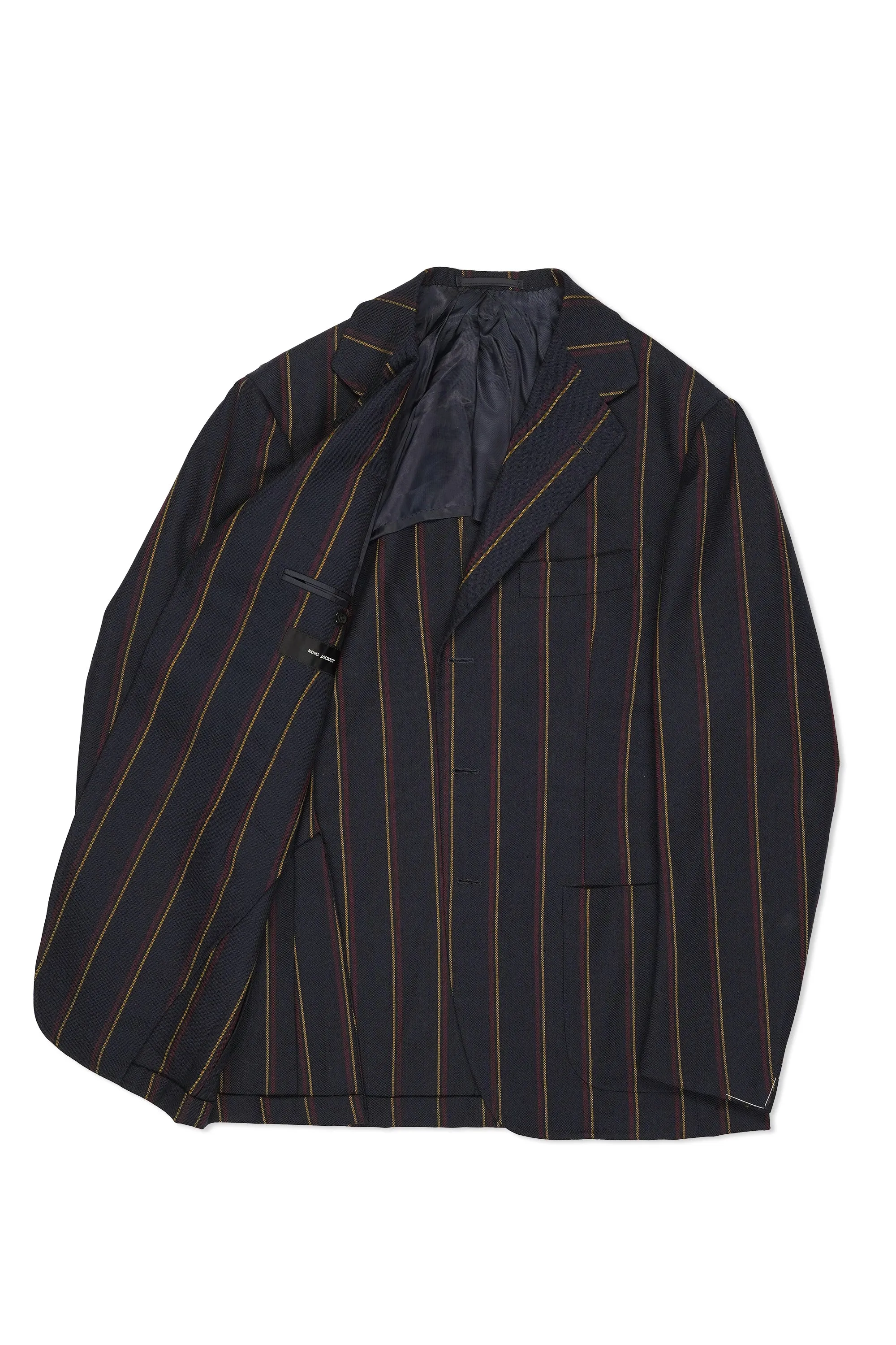 Ring Jacket AMJ03 Navy with Red/Yellow Stripe Wool Sport Coat